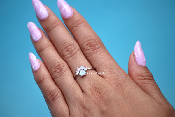 SILVER OPAL PAW RING