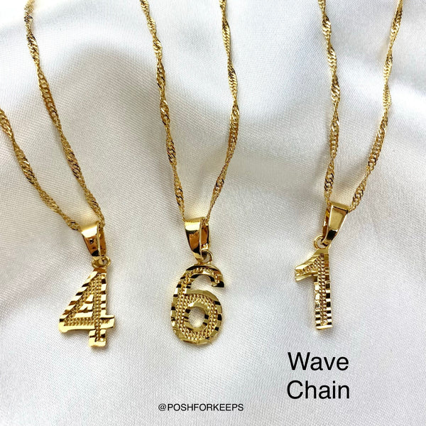 18K GOLD BLOCK NUMBER NECKLACE