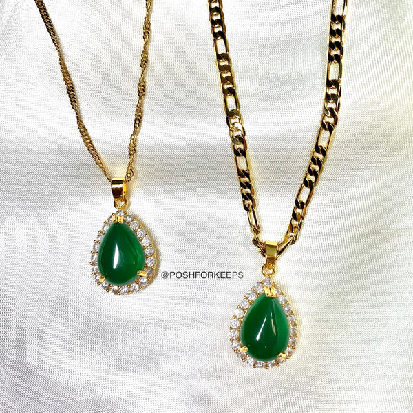 18K GOLD JADE GEM NECKLACE