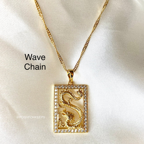 18K GOLD ICE DRAGON PLATE NECKLACE
