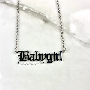 Silver shop babygirl necklace