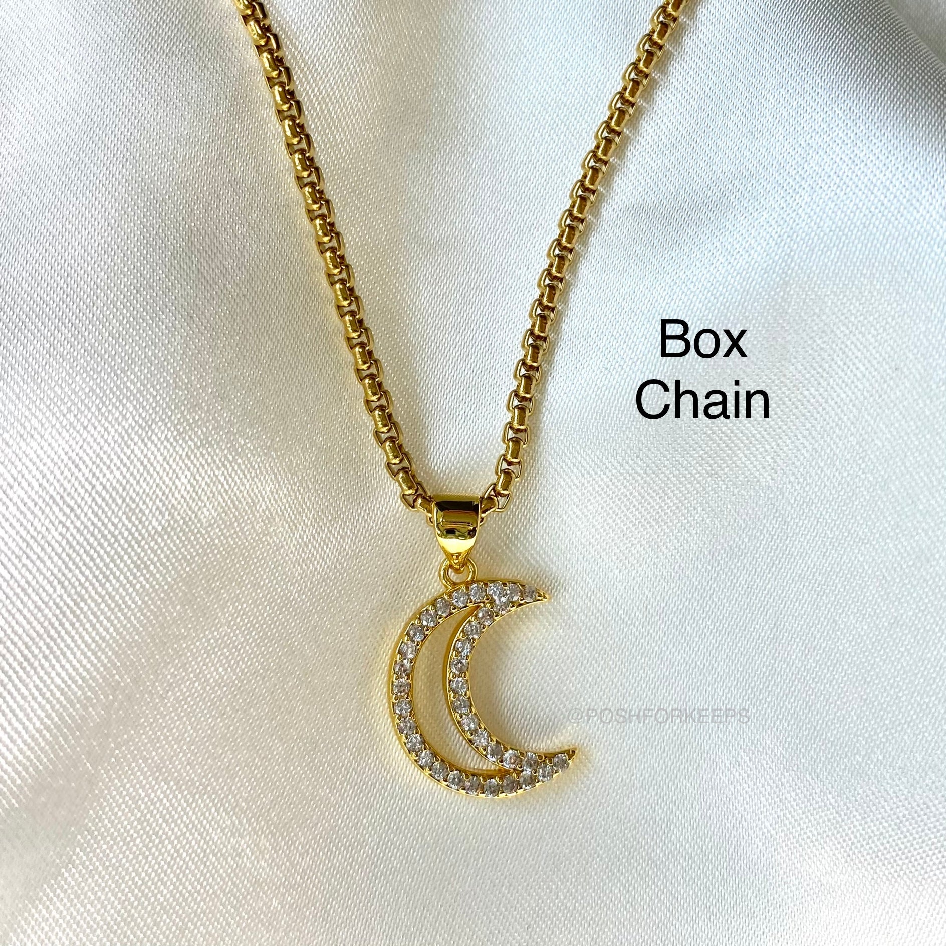 18K GOLD CRYSTAL CRESCENT NECKLACE – PoshForKeeps