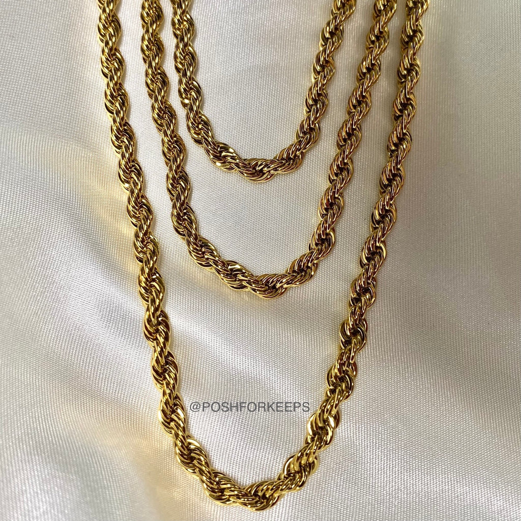 18K Gold 5mm Rope Chain 20 Inches