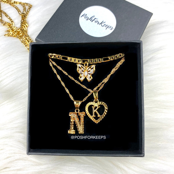 18K GOLD BLOCK INITIAL NECKLACE
